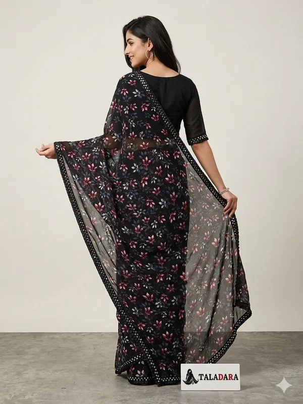 Taladara's_New_Georgette_Printed_Saree_With_Frill_Lace