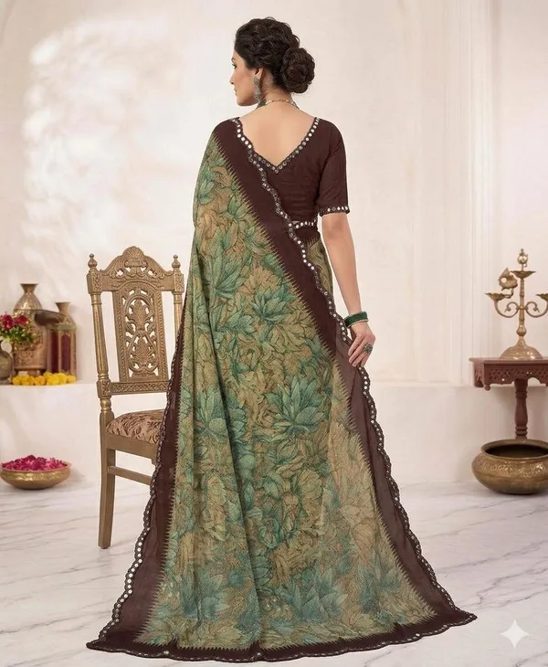 Taladara's_New_Georgette_Printed_Saree_With_Mirror_Lace