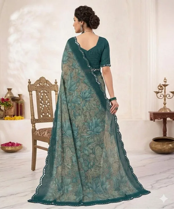 Taladara's_New_Georgette_Printed_Saree_With_Mirror_Lace