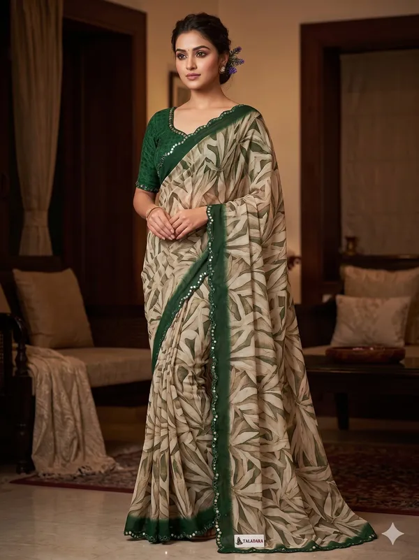 Taladara's_New_Georgette_Printed_Saree_With_Mirror_Lace_Border