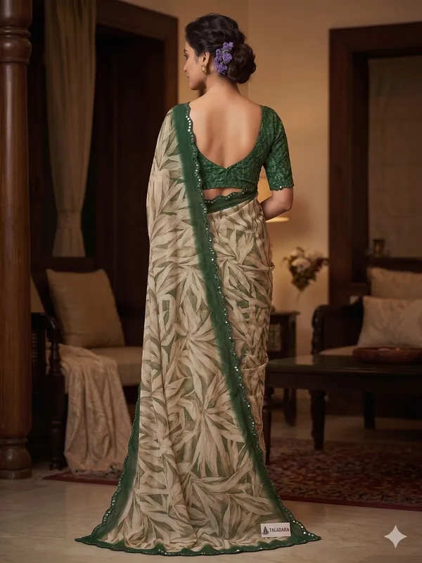 Taladara's_New_Georgette_Printed_Saree_With_Mirror_Lace_Border