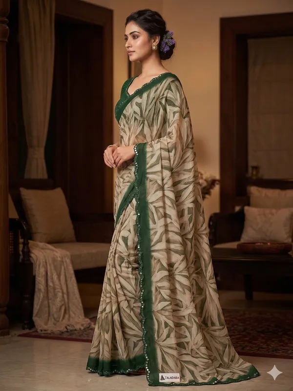 Taladara's_New_Georgette_Printed_Saree_With_Mirror_Lace_Border