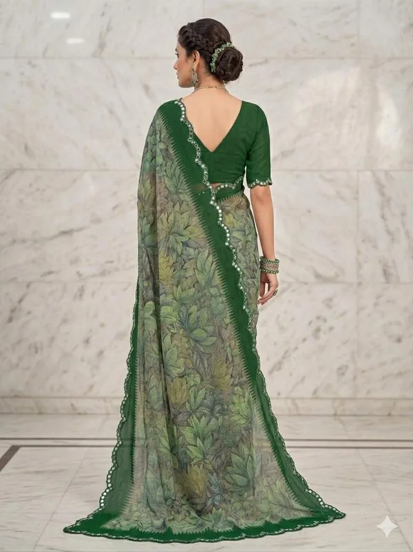 Taladara's_New_Georgette_Printed_Saree_With_Mirror_Lace