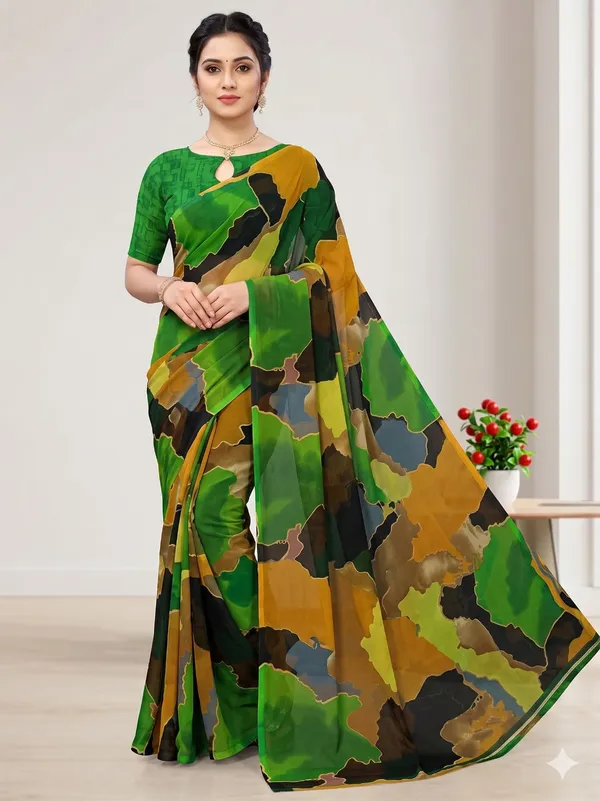 Taladara's_New_Georgette_Printed_Saree_With_Unstitched_Blouse