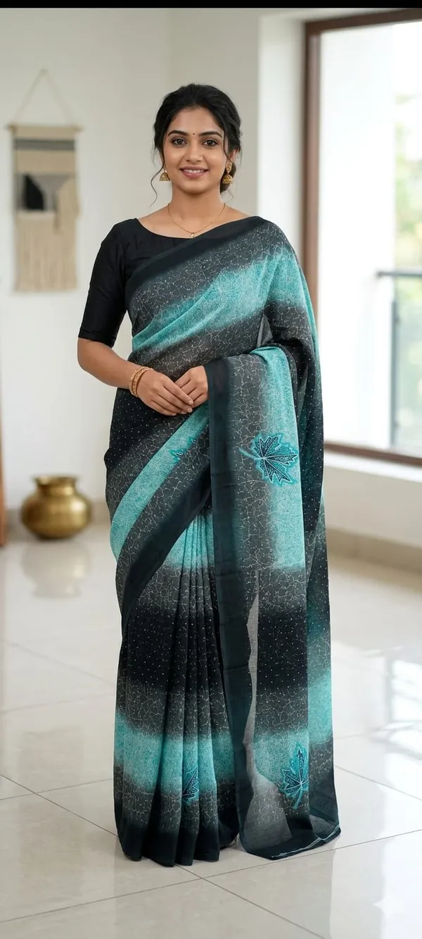Taladara's_New_Georgette_Printed_Saree_With_Unstitched_Blouse