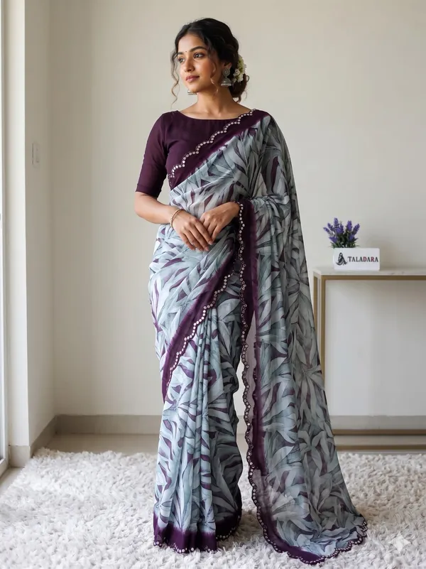 Taladara's_New_Georgette_Printed_Saree_With_Unstitched_Blouse
