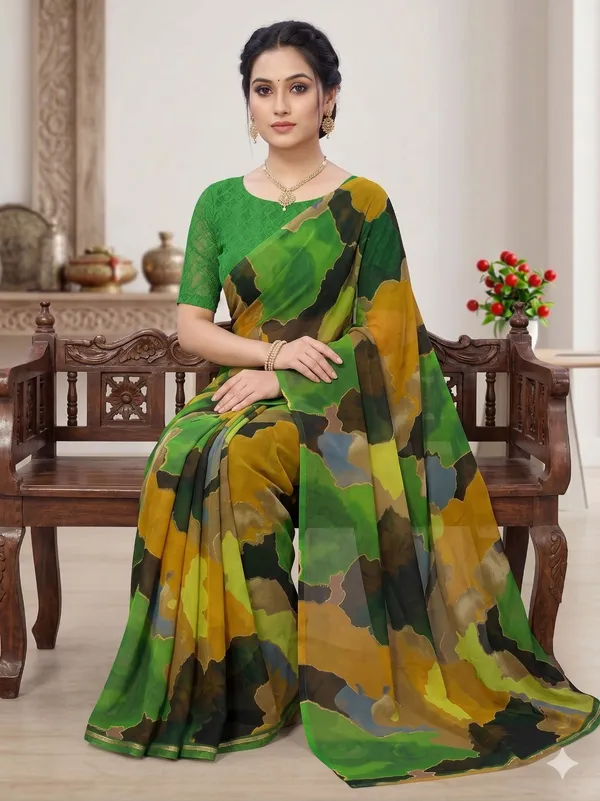 Taladara's_New_Georgette_Printed_Saree_With_Unstitched_Blouse