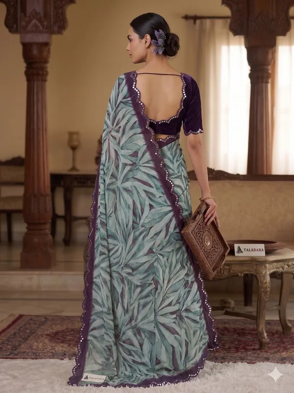 Taladara's_New_Georgette_Printed_Saree_With_Unstitched_Blouse
