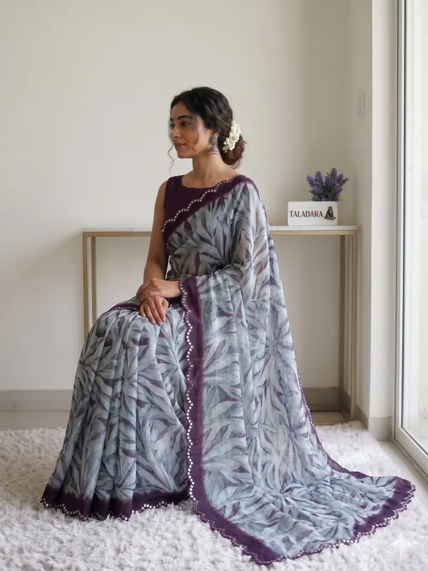 Taladara's_New_Georgette_Printed_Saree_With_Unstitched_Blouse