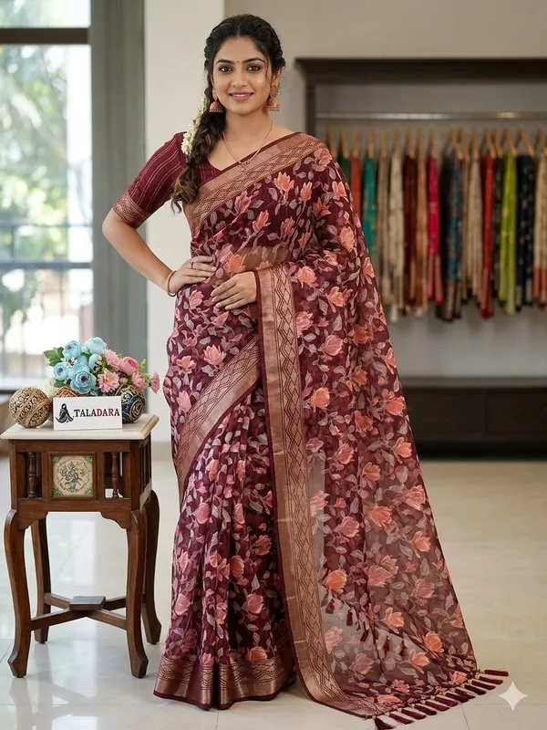 Taladara's_New_Heavy_Fancy_Brasso_Printed_Saree_With_Jalar_Lace