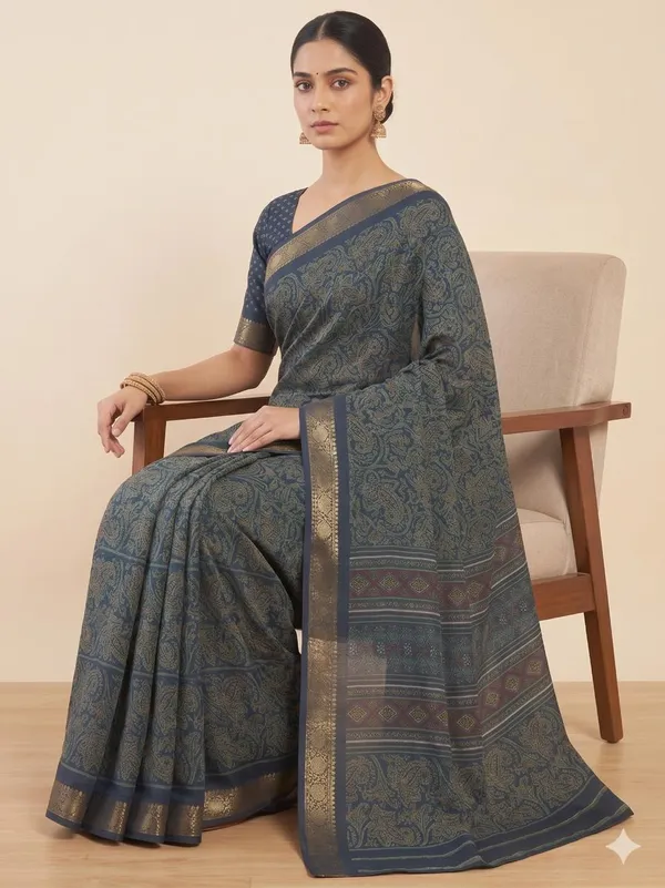 Taladara's_New_Dola_Silk_Printed_Saree_With_Unstiched_Blouse