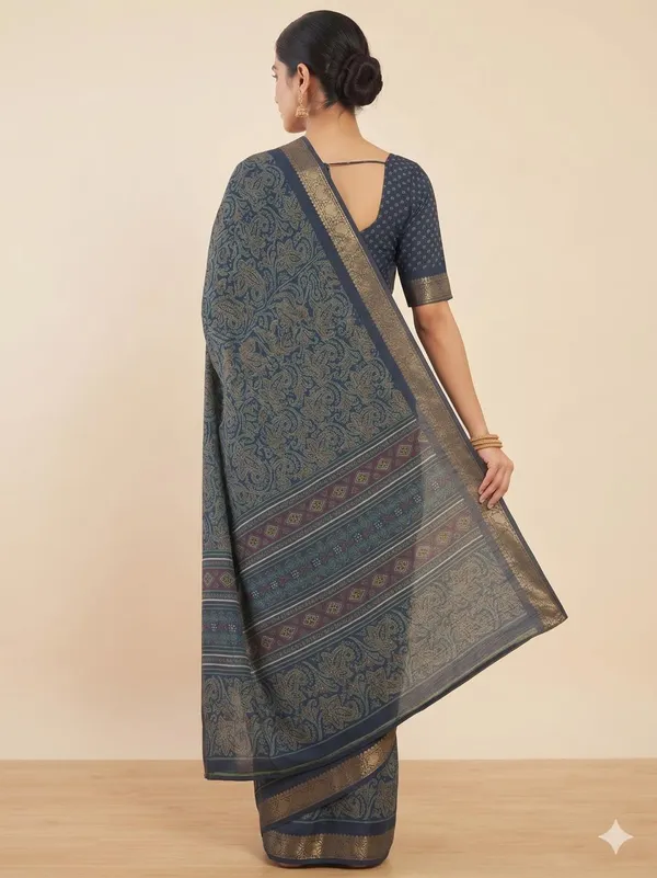 Taladara's_New_Dola_Silk_Printed_Saree_With_Unstiched_Blouse