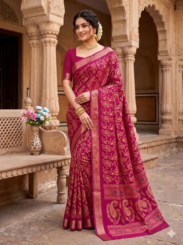 Taladara's_New_Dola_Silk_Printed_Saree_With_Unstiched_Blouse