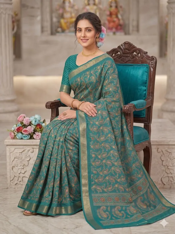Taladara's_New_Dola_Silk_Printed_Saree_With_Unstiched_Blouse