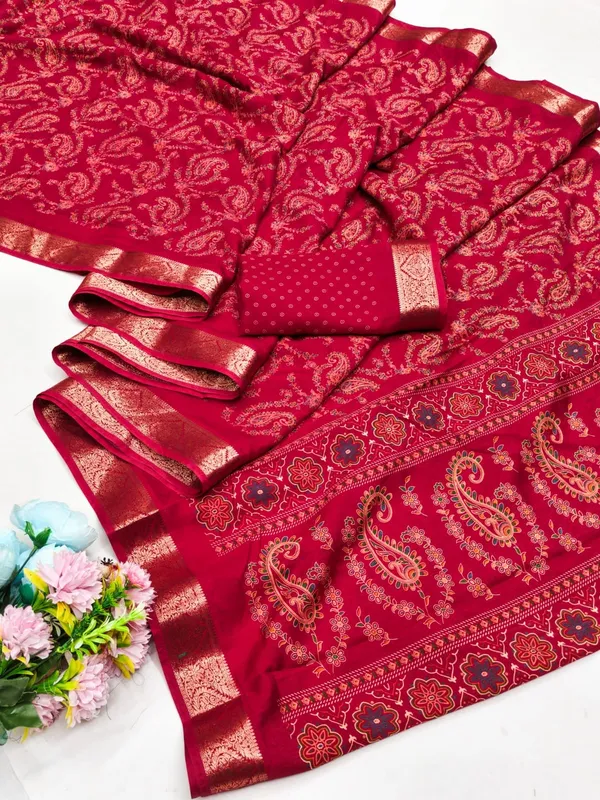 Taladara's_New_Dola_Silk_Printed_Saree_With_Unstiched_Blouse