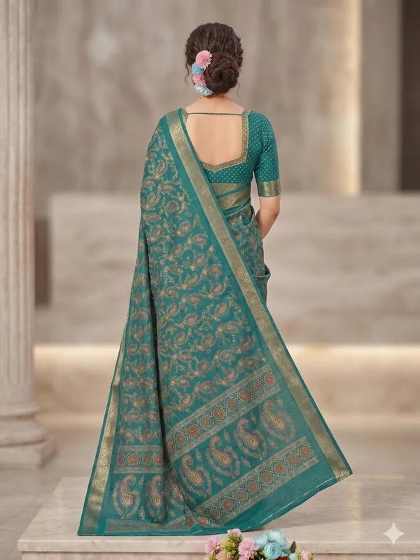 Taladara's_New_Dola_Silk_Printed_Saree_With_Unstiched_Blouse