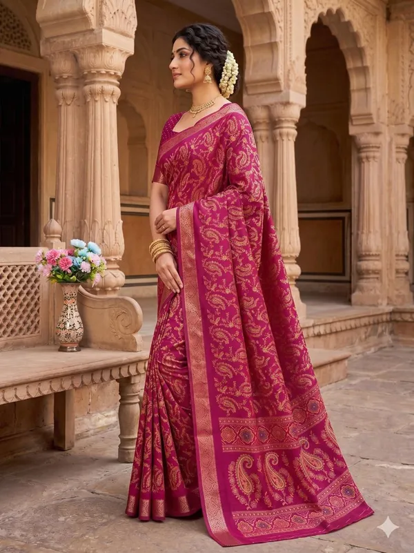 Taladara's_New_Dola_Silk_Printed_Saree_With_Unstiched_Blouse