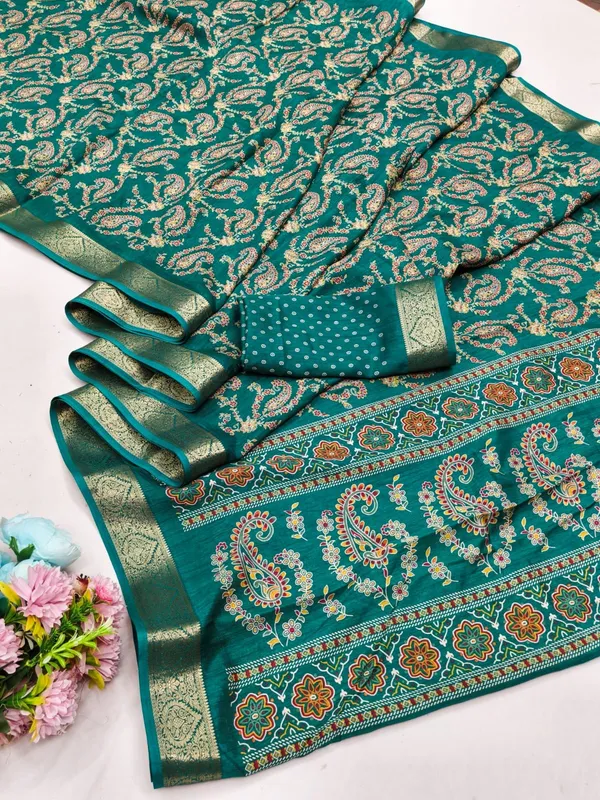 Taladara's_New_Dola_Silk_Printed_Saree_With_Unstiched_Blouse