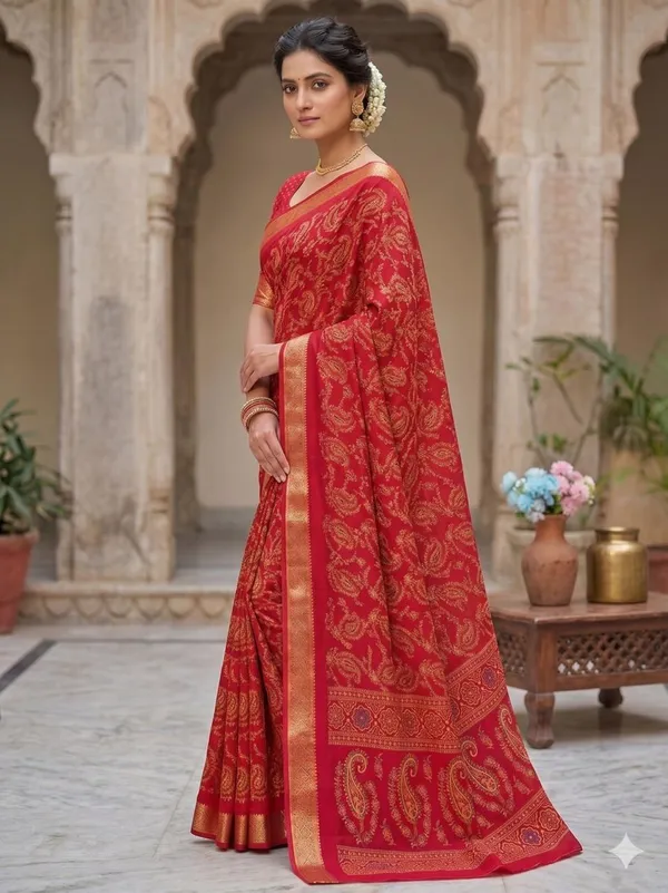 Taladara's_New_Dola_Silk_Printed_Saree_With_Unstiched_Blouse