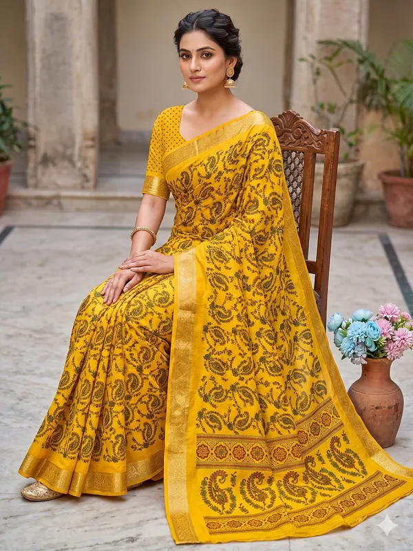 Taladara's_New_Dola_Silk_Printed_Saree_With_Unstiched_Blouse