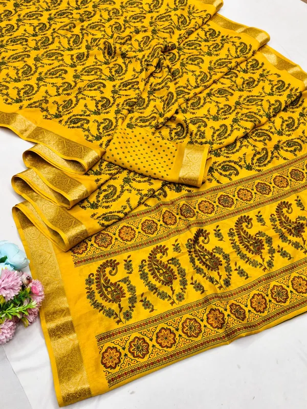 Taladara's_New_Dola_Silk_Printed_Saree_With_Unstiched_Blouse