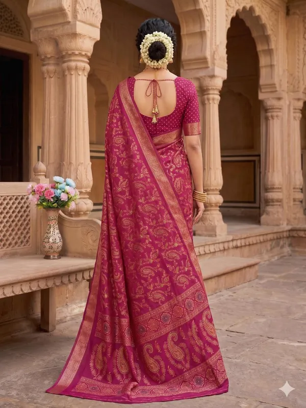 Taladara's_New_Dola_Silk_Printed_Saree_With_Unstiched_Blouse
