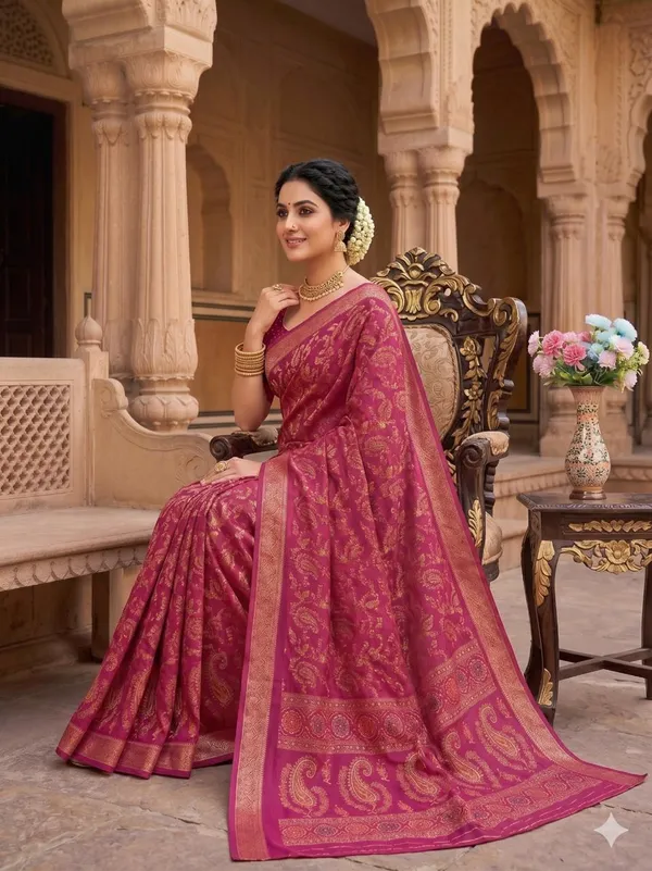 Taladara's_New_Dola_Silk_Printed_Saree_With_Unstiched_Blouse