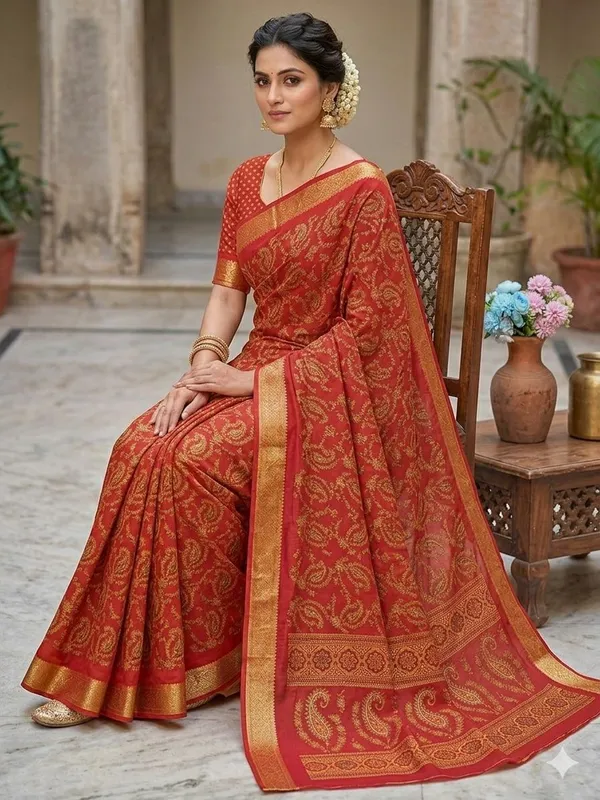 Taladara's_New_Dola_Silk_Printed_Saree_With_Unstiched_Blouse