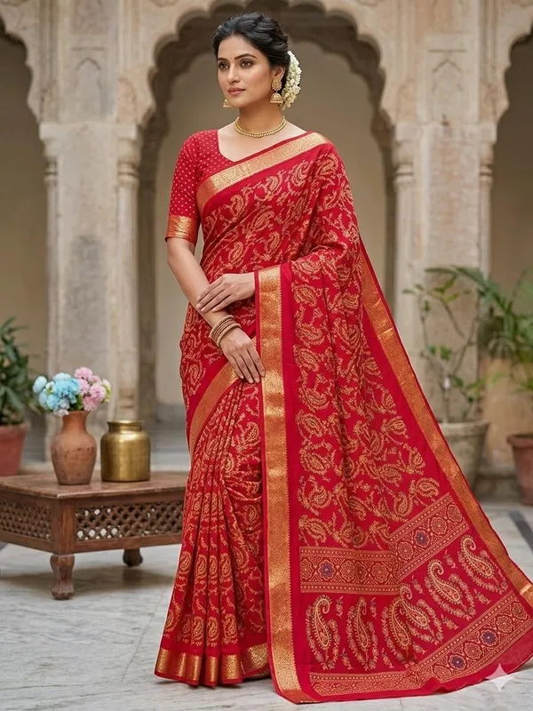 Taladara's_New_Dola_Silk_Printed_Saree_With_Unstiched_Blouse