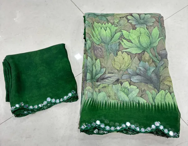 Taladara's_New_Georgette_Printed_Saree_With_Mirror_Lace