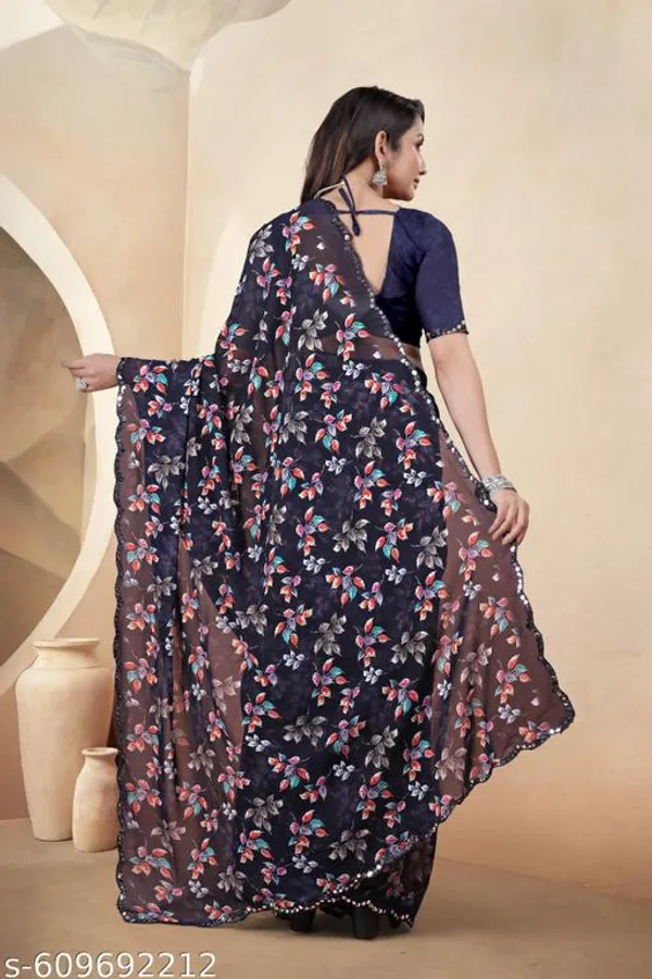 Taladara's_New__Georgette_Printed_Premium_Saree_And_Mirror_Border_For_Women