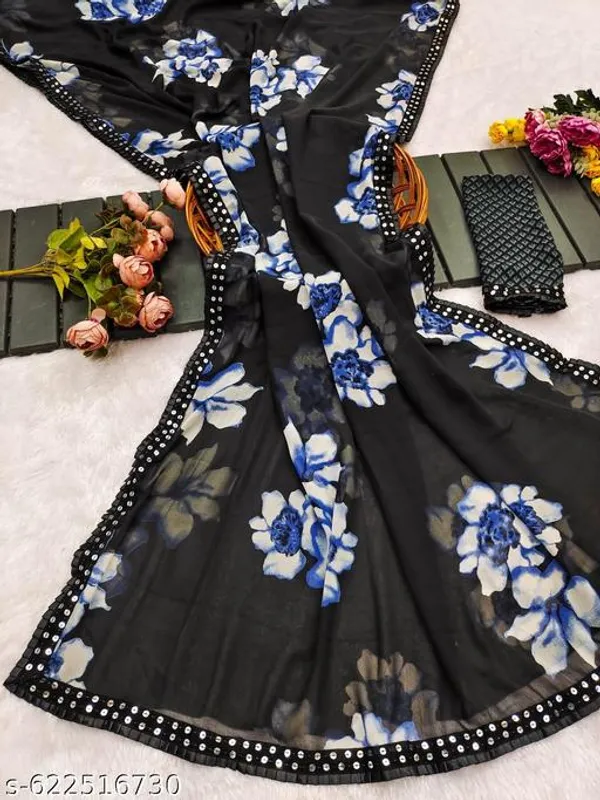 Taladara's_New__Georgette_Printed_Premium_Saree_Lace_Border_For_Women