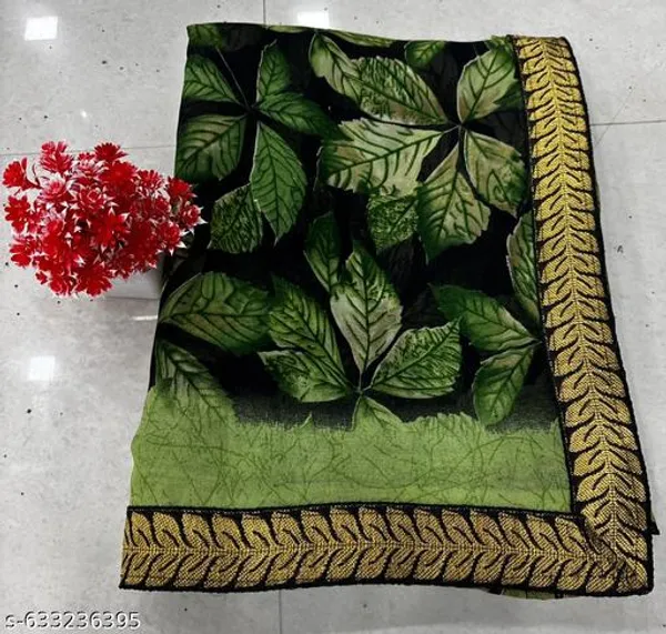 Green_Georgette_Printed_Premium_Saree_With_Lace_For_Women