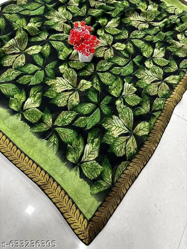 Green_Georgette_Printed_Premium_Saree_With_Lace_For_Women