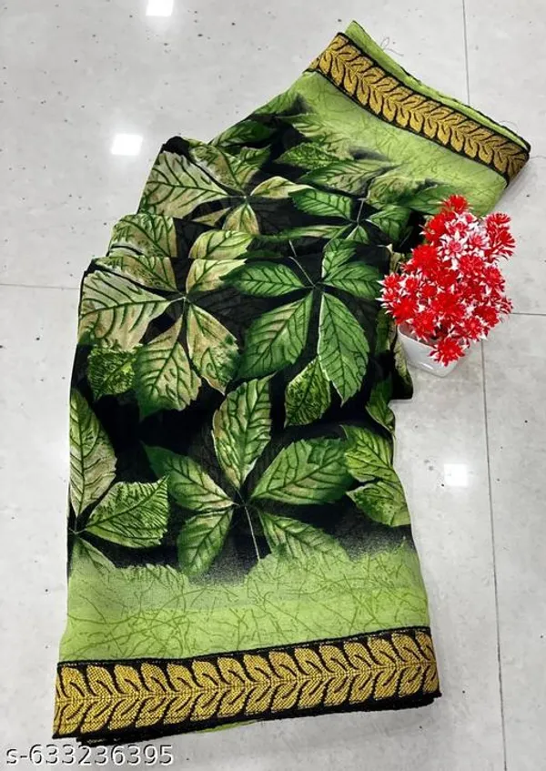 Green_Georgette_Printed_Premium_Saree_With_Lace_For_Women