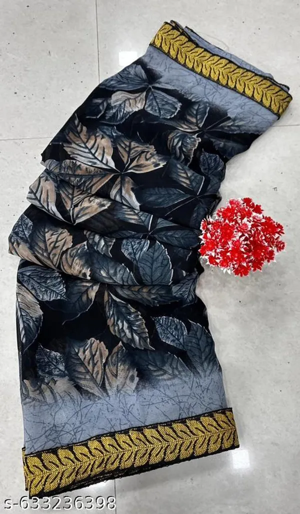 Black_Georgette_Printed_Premium_Saree_With_Lace_For_Women