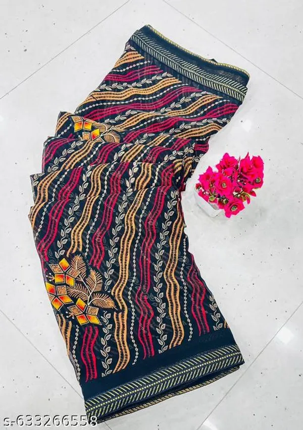 Taladara's_New_Georgette_Printed_Premium_Saree_With_Lace_For_Women