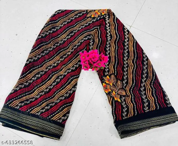 Taladara's_New_Georgette_Printed_Premium_Saree_With_Lace_For_Women