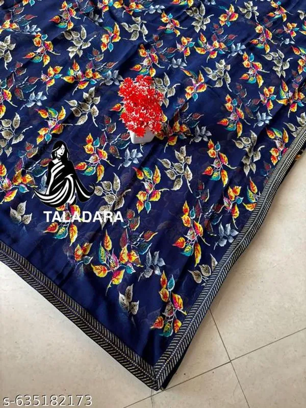 Navy_Blue_Printed_Georgette_Premium_Saree_With_Lace_For_Women
