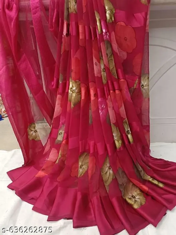 Taladara's_New__Georgette_Satin_Pata_Premium_Saree_For_Women