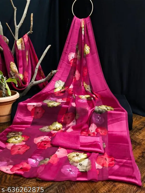 Taladara's_New__Georgette_Satin_Pata_Premium_Saree_For_Women