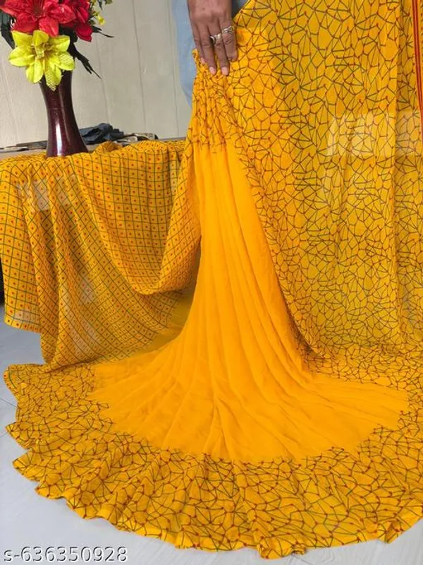 Yellow_Georgette_Printed_Premium_Saree_For_Women