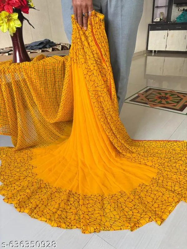 Yellow_Georgette_Printed_Premium_Saree_For_Women