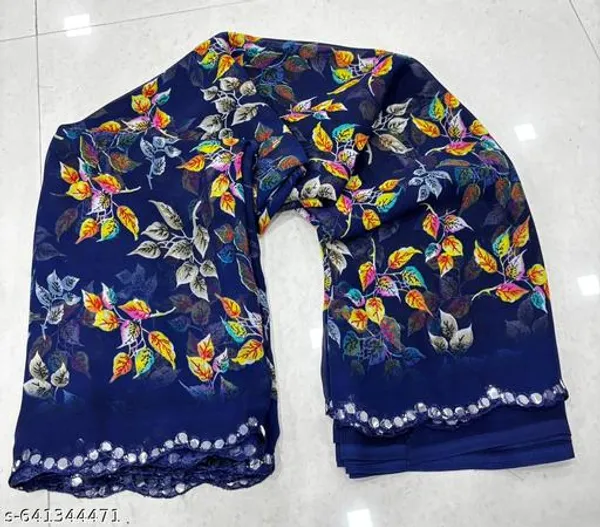 Taladara's_New_Georgette_Printed_Saree_With_Mirror_Work_For_Women