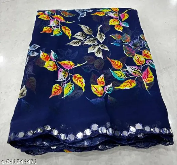 Taladara's_New_Georgette_Printed_Saree_With_Mirror_Work_For_Women