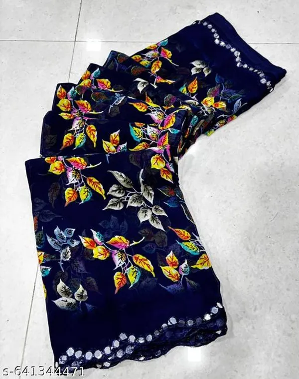 Taladara's_New_Georgette_Printed_Saree_With_Mirror_Work_For_Women