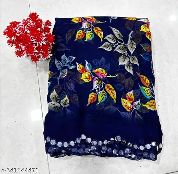 Taladara's_New_Georgette_Printed_Saree_With_Mirror_Work_For_Women