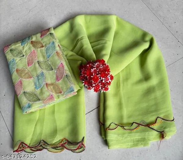 Green_Sath_Gram_Premium_Saree_With_Printed_Blouse_For_Women