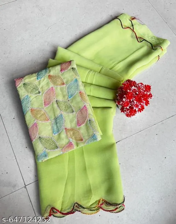 Green_Sath_Gram_Premium_Saree_With_Printed_Blouse_For_Women