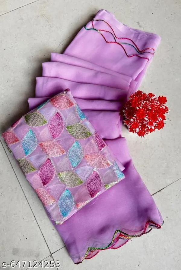 Lavender_Sath_Gram_Premium_Saree_With_Printed_Blouse_For_Women